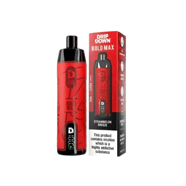 Drip Down Disposable Strawmelon Breeze Bold Max 15000 Puffs